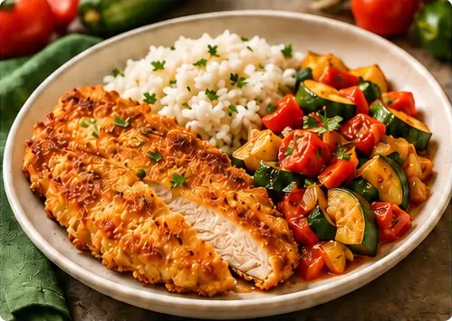 Escalope de dinde panée & sa ratatouille